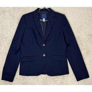 J. Crew Women's Wool Two Button Navy Blue Blazer Suit Jacket Size 8 Corporate‎